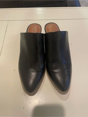 Target Black Leather Slip-On Mule Clogs